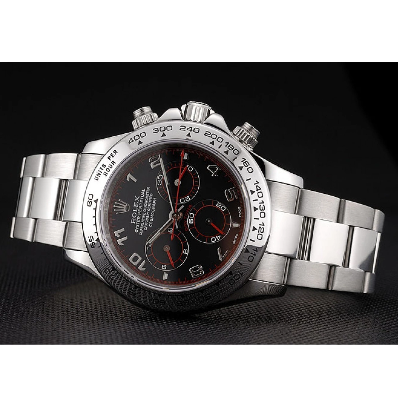 MiroTime 0825 Swiss Rolex Daytona Stainless Steel Bracelet Black Dial 80296